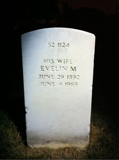 Headstone Back of Evelin Schillerstrom. Arlington National Cemetery.