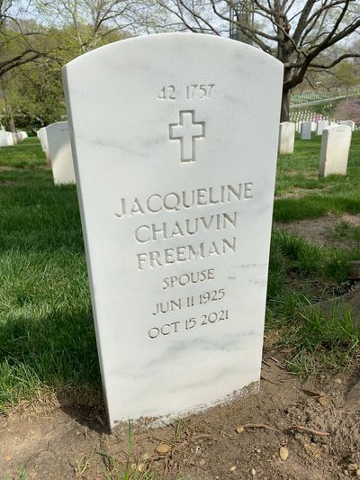 Headstone Back of Jacqueline Freeman. Arlington National Cemetery.