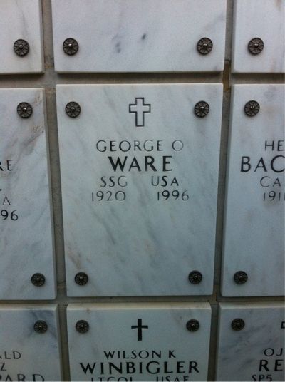 Headstone Front of George O Ware. Arlington National Cemetery.