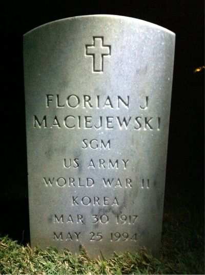 Headstone Front of Florian Joseph Maciejewski. Arlington National Cemetery.