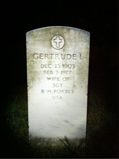 Headstone Front of Gertrude Forbes. Arlington National Cemetery.