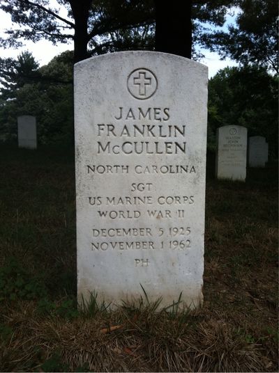 Headstone Front of James F Mccullen. Arlington National Cemetery.