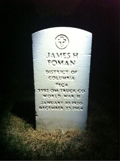 Headstone Front of James Foman. Arlington National Cemetery.
