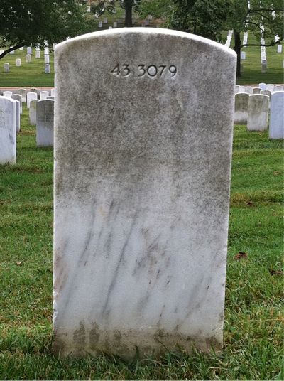 Headstone Back of Madeline Thierer. Arlington National Cemetery.