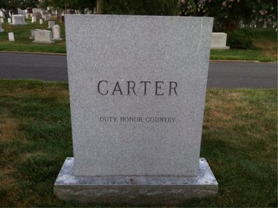 Headstone Back of William Carter. Arlington National Cemetery.