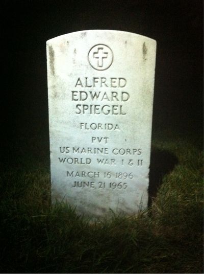 Headstone Front of Alfred Spiegel. Arlington National Cemetery.