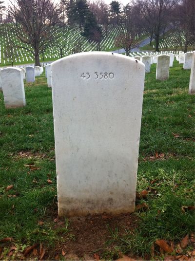 Headstone Back of John Allen Green. Arlington National Cemetery.