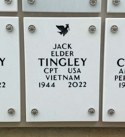 Columbarium Niche Cover of Jack Eldor Tingley. Arlington National Cemetery.