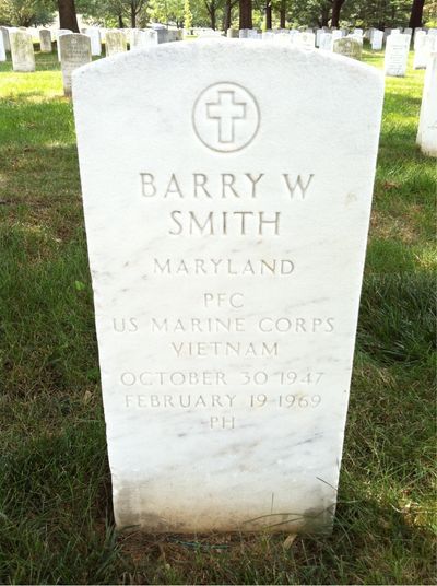 Headstone Front of Barry Wayne Smith. Arlington National Cemetery.