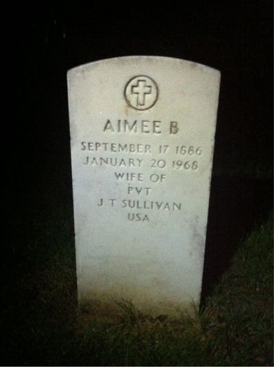 Headstone Front of Aimee Sullivan. Arlington National Cemetery.