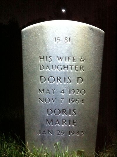 Headstone Back of Doris Sullivan. Arlington National Cemetery.
