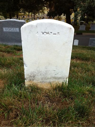 Headstone Back of Lester Dibble. Arlington National Cemetery.