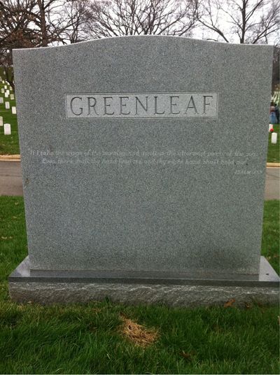 Headstone Back of Abbott C Greenleaf. Arlington National Cemetery.