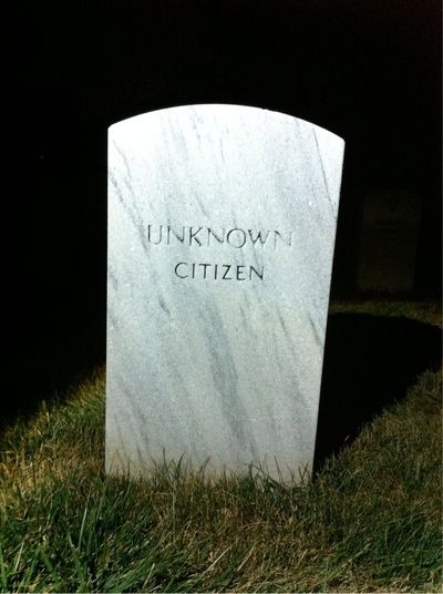 Headstone Front of Unknown Unknown. Arlington National Cemetery.