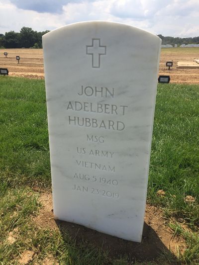 Headstone Front of John A Hubbard. Arlington National Cemetery.