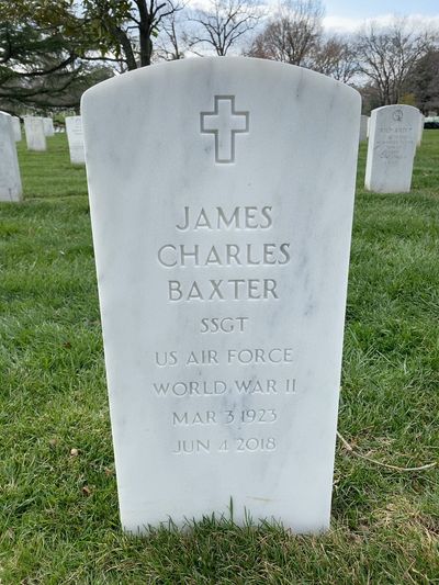 Headstone Front of Harriet Baxter. Arlington National Cemetery.