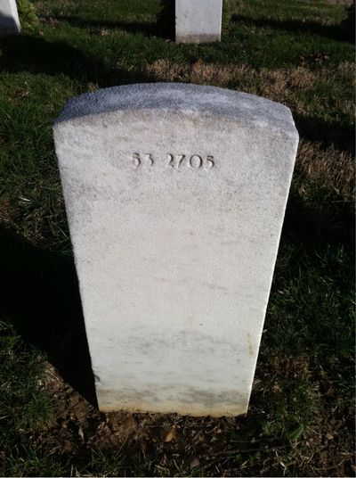 Headstone Back of Harold Hiller. Arlington National Cemetery.