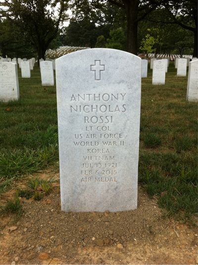 Headstone Front of Anthony N Rossi. Arlington National Cemetery.