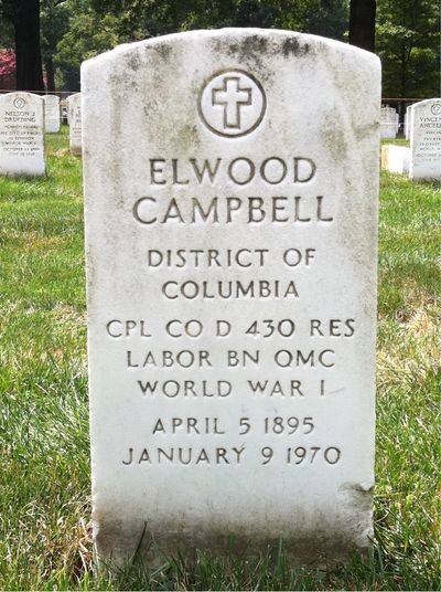 Headstone Front of Elwood Campbell. Arlington National Cemetery.