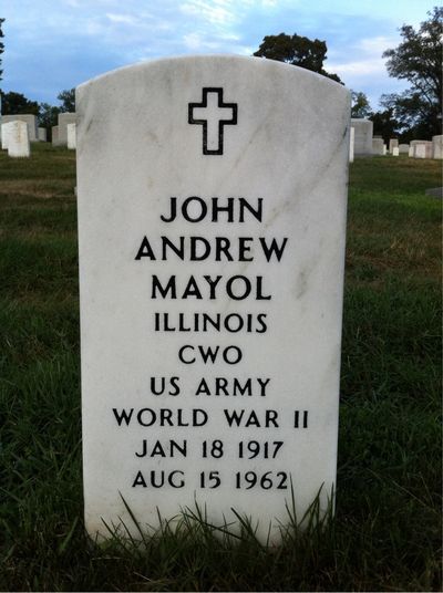 Headstone Front of John Mayol. Arlington National Cemetery.