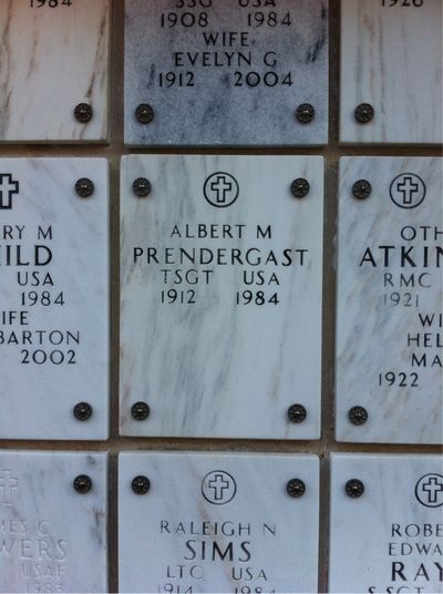 Headstone Front of Albert M Prendergast. Arlington National Cemetery.