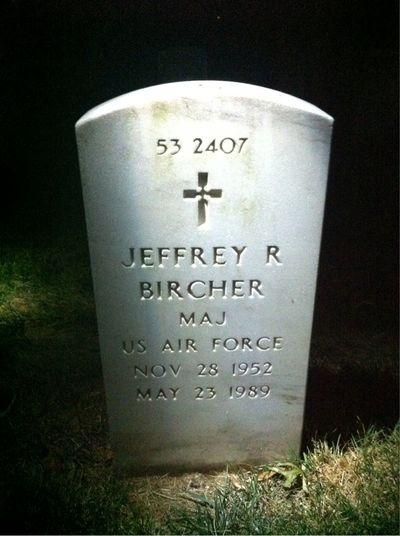 Headstone Back of Jeffrey R Bircher. Arlington National Cemetery.