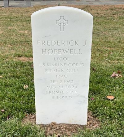 Headstone Front of Frederick Hopewell. Arlington National Cemetery.