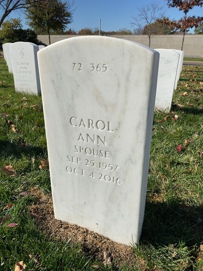 Headstone Back of Carol Sumner. Arlington National Cemetery.