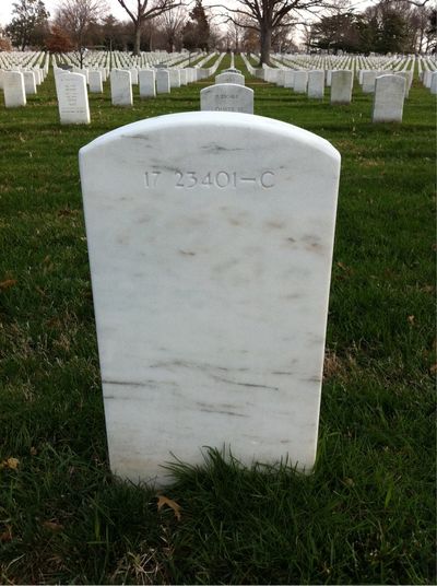 Headstone Back of William Horner. Arlington National Cemetery.