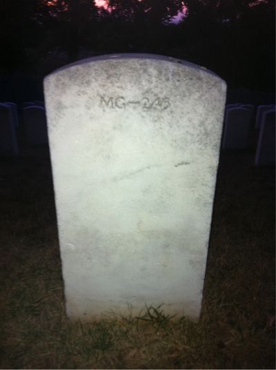 Headstone Back of Vernon Schieffer. Arlington National Cemetery.