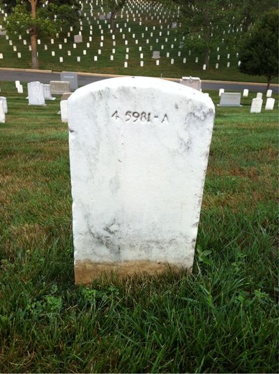 Headstone Back of Milton Stone. Arlington National Cemetery.