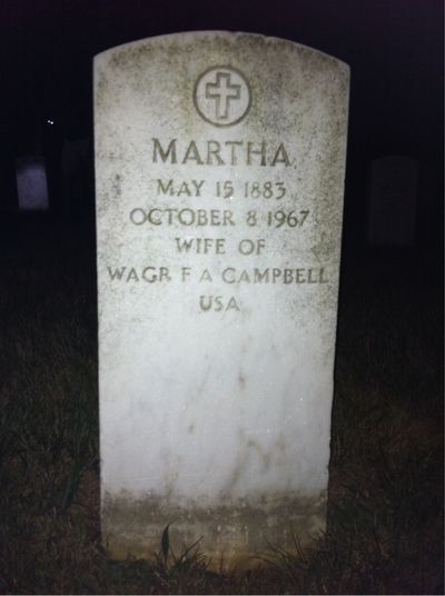 Headstone Front of Martha Campbell. Arlington National Cemetery.