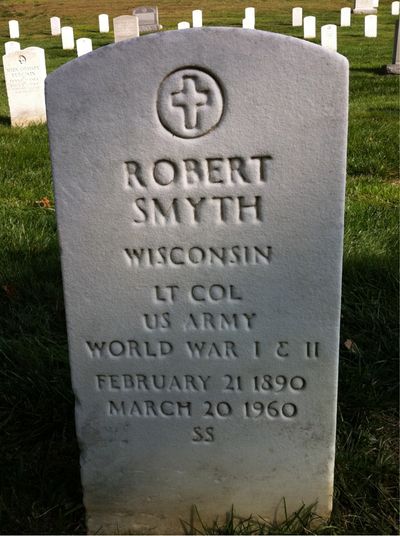 Headstone Front of Robert Smyth. Arlington National Cemetery.