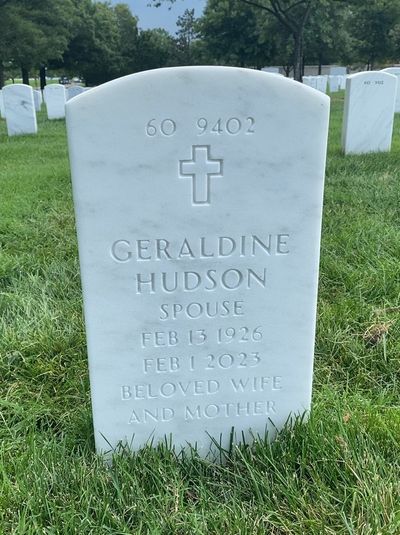 Headstone Back of Geraldine Cascardo. Arlington National Cemetery.