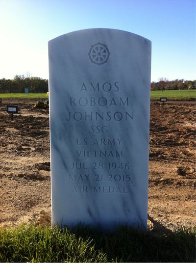 Headstone Front of Amos R Johnson. Arlington National Cemetery.