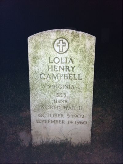 Headstone Front of Lolia Campbell. Arlington National Cemetery.