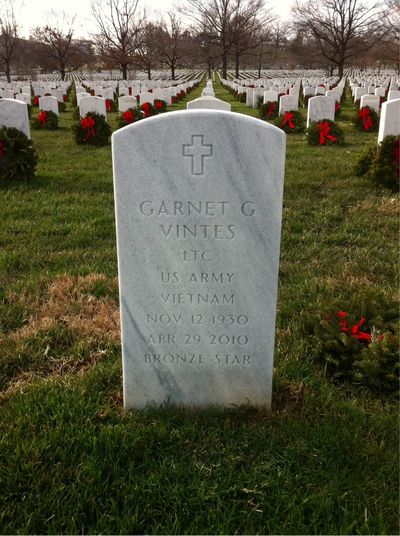 Headstone Front of Garnet Grant Vintes. Arlington National Cemetery.