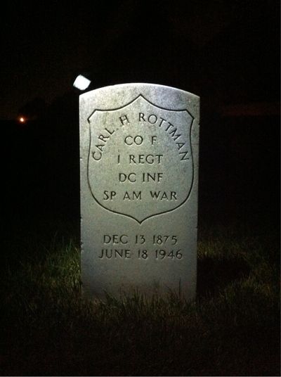 Headstone Front of Carl Rottman. Arlington National Cemetery.