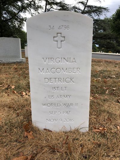 Headstone Back of Donald Detrick. Arlington National Cemetery.