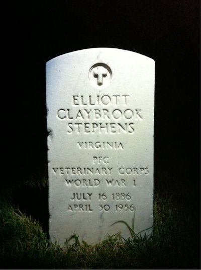 Headstone Front of Elliott Stephens. Arlington National Cemetery.