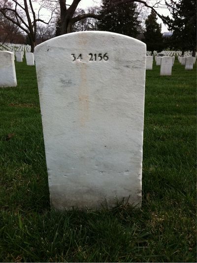 Headstone Back of Benjamin Chalmers. Arlington National Cemetery.