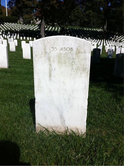 Headstone Back of Nelson David. Arlington National Cemetery.