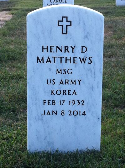 Headstone Front of Henry Smith Matthews. Arlington National Cemetery.
