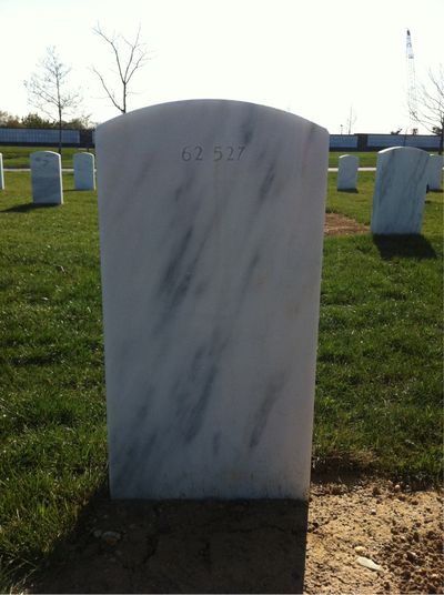 Headstone Back of Charles James Bindner. Arlington National Cemetery.