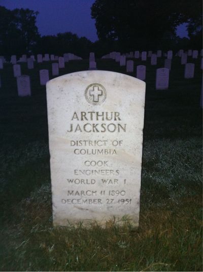 Headstone Front of Arthur L Jackson. Arlington National Cemetery.