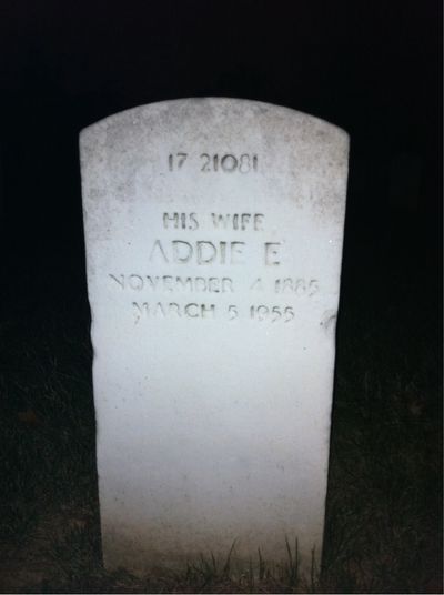 Headstone Back of Addie Irish. Arlington National Cemetery.