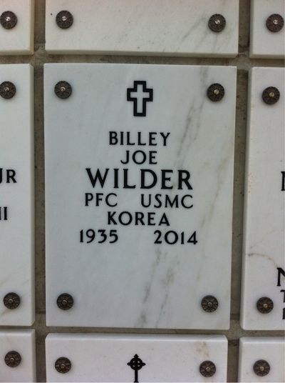 Columbarium Niche Cover of Billey Wilder. Arlington National Cemetery.