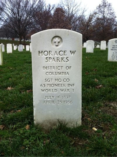 Headstone Front of Horace Sparks. Arlington National Cemetery.