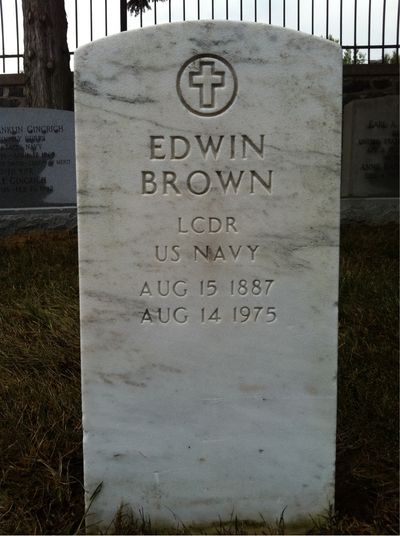 Headstone Front of Edwin Brown. Arlington National Cemetery.