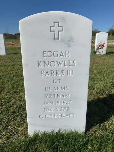 Headstone Front of Edgar K Parks. Arlington National Cemetery.